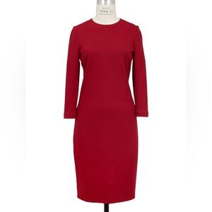 Vince Burgundy Red Shift Dress 3/4 Sleeves Round Neck Size S